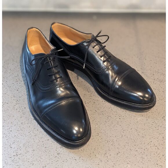 Gravati Black Cap Toe Oxford Dress Shoes Men’s 12W Made in Italy main image 4